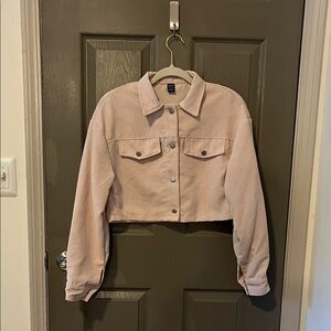 Women's Light Beige Cropped Corduroy Jacket
